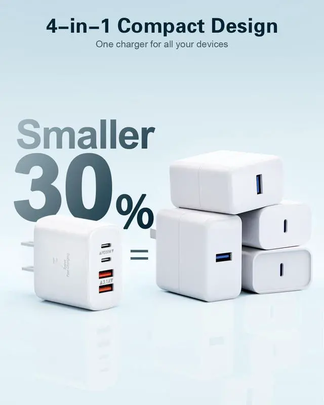 Alt view image 5 of 7 - KEHIPI USB C Charger Block,2-Pack 40W 4-Port USB C Wall Charger Fast Charging Dual Port PD Power Adapter+QC Double Wall Plug Multiport Type C Brick Chargers for iPhone 16 15 14 13 12 11 ProMax Samsung