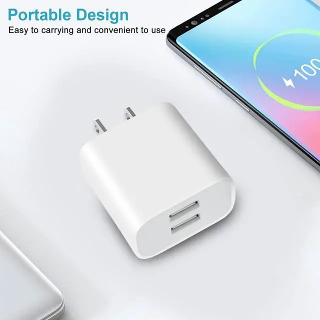 Alt view image 3 of 7 - KEHIPI 3 Pack USB Wall Charger, Dual Port Plug Adapter for Wall Outlet Charging Block, USB Power Adapter for iPhone 14/13/12/11 Pro/Pro Max, XS/XR/X, Galaxy, Pixel, Moto and Android Phones (White)