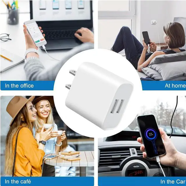 Alt view image 7 of 7 - KEHIPI 3 Pack USB Wall Charger, Dual Port Plug Adapter for Wall Outlet Charging Block, USB Power Adapter for iPhone 14/13/12/11 Pro/Pro Max, XS/XR/X, Galaxy, Pixel, Moto and Android Phones (White)