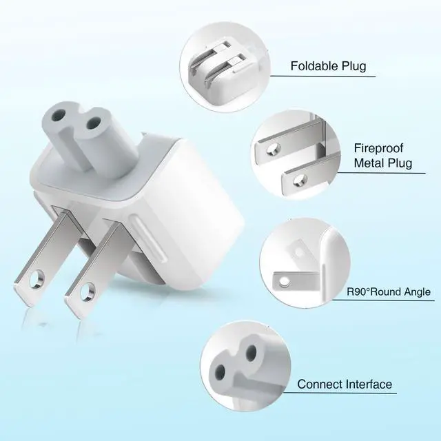Alt view image 2 of 6 - KEHIPI 3-Pack  US-Standard Power Plugs, Duckbill - Style Power adapters, US - Standard Travel adapters, Suitable for iPhone, Computers, iPads and More.