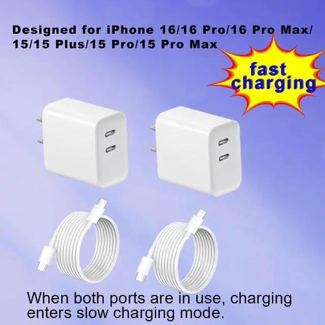 Alt view image 2 of 7 - KEHIPI USB c Charger Block,Dual c Wall Block with c to c Cable,Type c Adapter, usbc Cube for iPhone 17/Pro/Pro Max/17 Air/iPhone 16/15 Pro Max/Plus/Xs Max/XR/X,iPad Pro