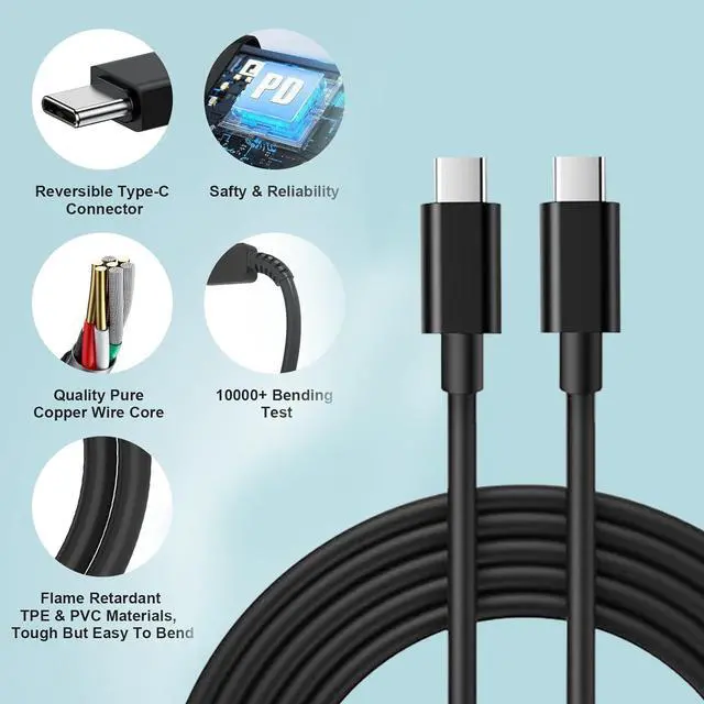 Alt view image 4 of 6 - KEHIPI 3 Pack C to C Cable Fast Charging, USB C to USB C Cable Charger Cord for iPhone 16/16 pro/15, Galaxy S25 S24, iPad Pro/Air, MacBook Pro/Air and More