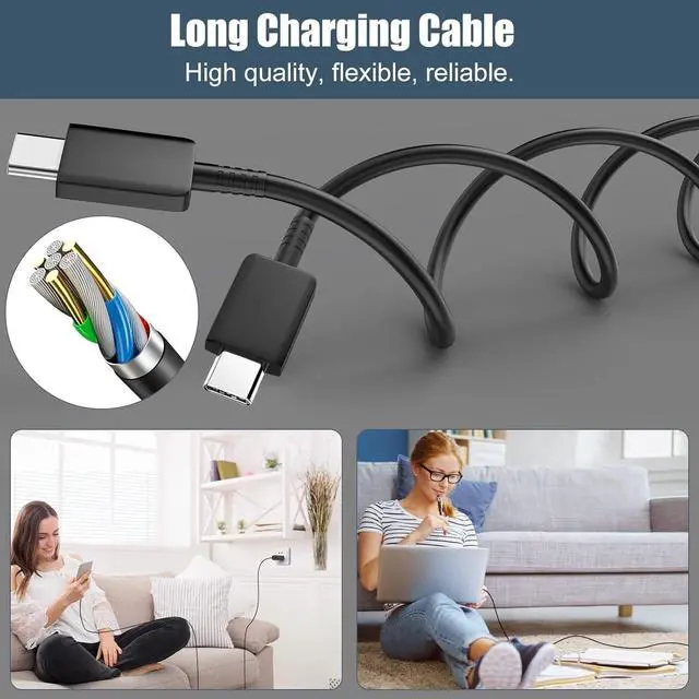 Alt view image 6 of 6 - KEHIPI 3 Pack C to C Cable Fast Charging, USB C to USB C Cable Charger Cord for iPhone 16/16 pro/15, Galaxy S25 S24, iPad Pro/Air, MacBook Pro/Air and More
