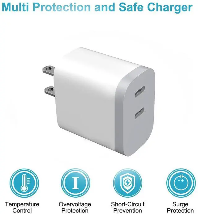 Alt view image 6 of 7 - KEHIPI Dual-Port USB C Charging Block, Fast USB C Charger, USB Wall Adapter, Mobile Power Block is Suitable for iPhone 16/16e/16 Plus/16 Pro/16 Pro Max/15 Pro Max/14/13/12/11/Xs Max/XR/X,iPad 2-Pack