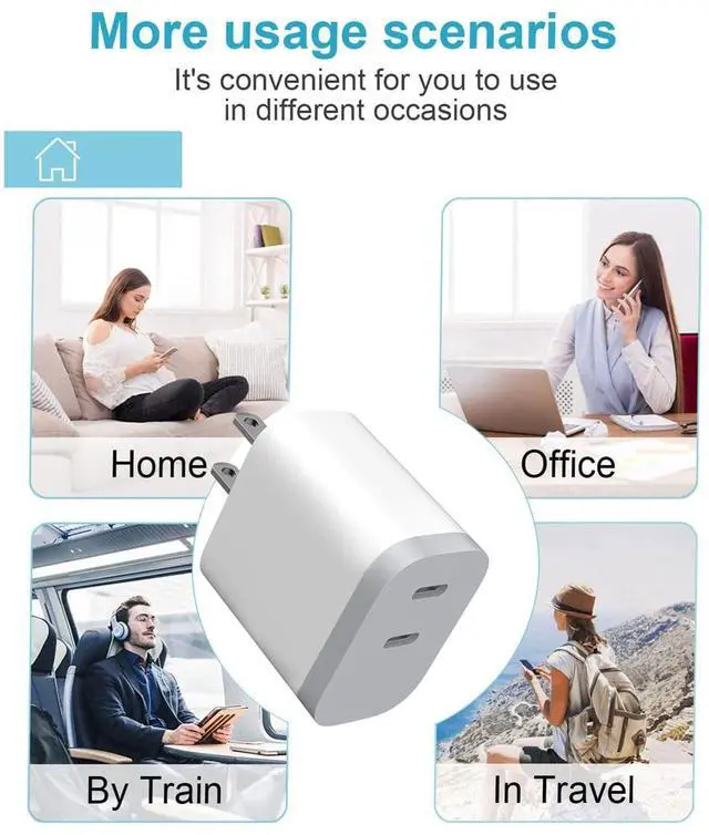 Alt view image 7 of 7 - KEHIPI Dual-Port USB C Charging Block, Fast USB C Charger, USB Wall Adapter, Mobile Power Block is Suitable for iPhone 16/16e/16 Plus/16 Pro/16 Pro Max/15 Pro Max/14/13/12/11/Xs Max/XR/X,iPad 2-Pack