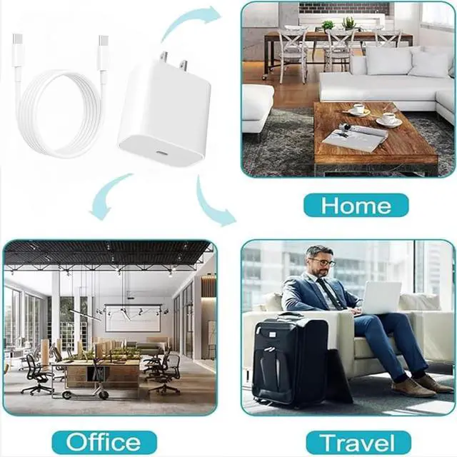 Alt view image 7 of 7 - KEHIPI i Phone 16 ChargerType c Charger Fast ChargingUSB Power Adapter with c to c Charging Cablesc Wall Chargers Block for iPhone 16 15,2-Pack