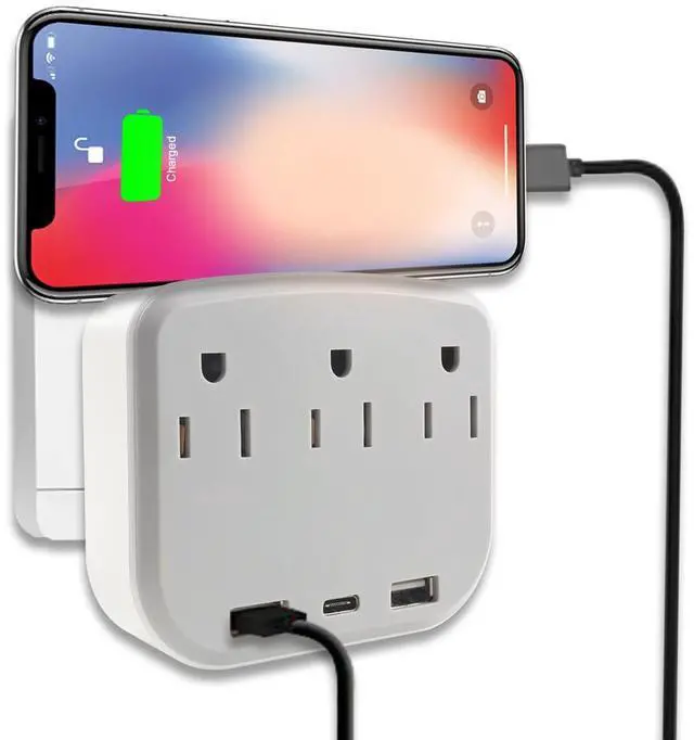 Alt view image 7 of 7 - KEHIPI multi plug wall outlet,usb plug adapter for wall outlet, outlet splitter plug adapter with 3 Wall Outlets and 3 USB Wall Charger for Home Office Travel