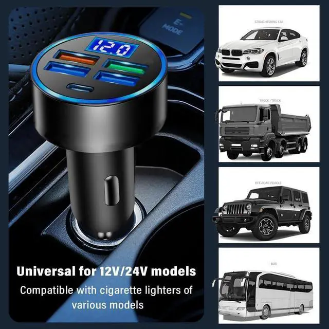 Alt view image 3 of 7 - KEHIPI Car Charger, Five USB Port Cigarette Lighter Adapter, Fast Charging car Charger, car Accessories Suitable for iPhone14/14pro/13/12/iPad/tablet, More