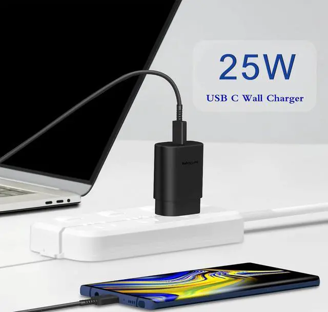 Alt view image 4 of 7 - Type C Charger Fast Charging, 2-Pack 25W Wall Charger Power Adapter with Fast Charging Cable Compatible with Galaxy S25/S24/S23 Ultra/S23+/S22 Ultra/S22+, Note 8/9/10 (Black)