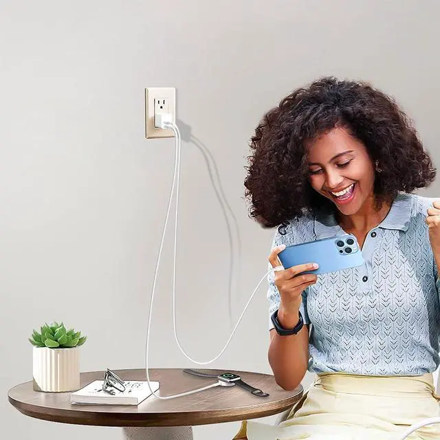 Alt view image 3 of 4 - KEHIPI USB Power BlockWall Charging Adapter, Dual-Port Charger with c to c Cables foriPhone 16/16 Pro Max/15 Series/Pro and More,3-Packs.