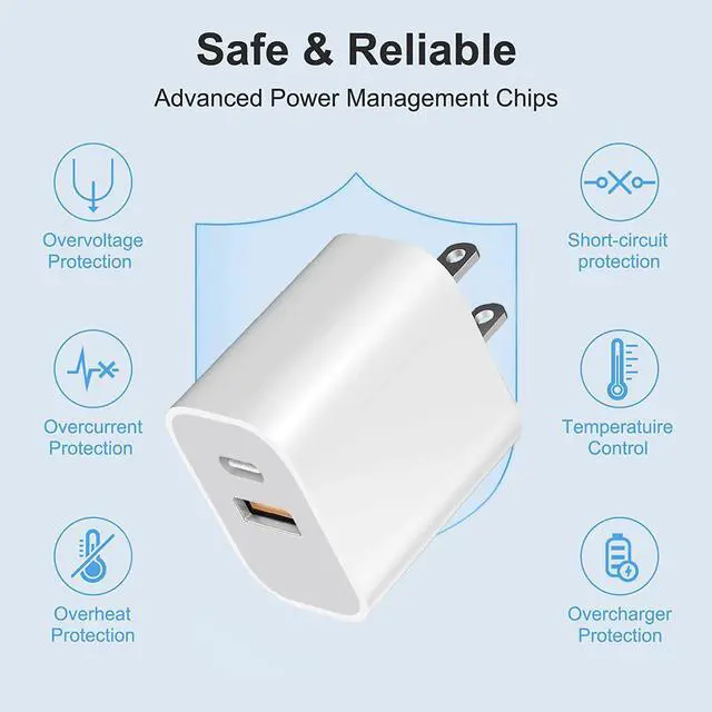 Alt view image 4 of 4 - KEHIPI USB Power BlockWall Charging Adapter, Dual-Port Charger with c to c Cables foriPhone 16/16 Pro Max/15 Series/Pro and More,3-Packs.