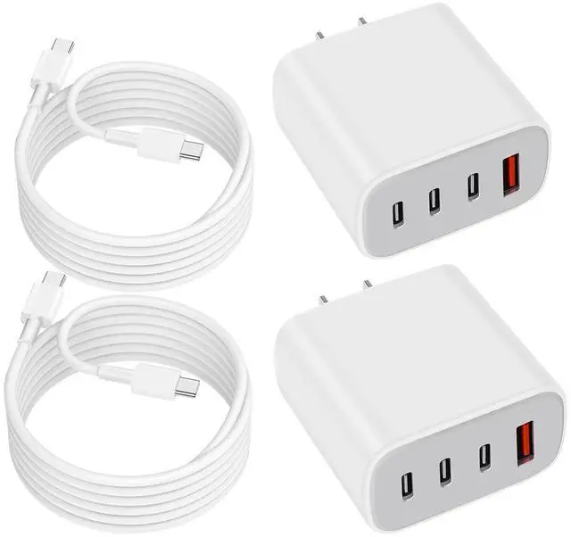 Main image of KEHIPI USB-C Charger Block,Wall Charger Block with C to C Cable,4-Port Power Adapter and Wall Plug Multiport Type C Charging Block Cube Compatible with iPhone 16 15 Pro Max XR XS and Tablets