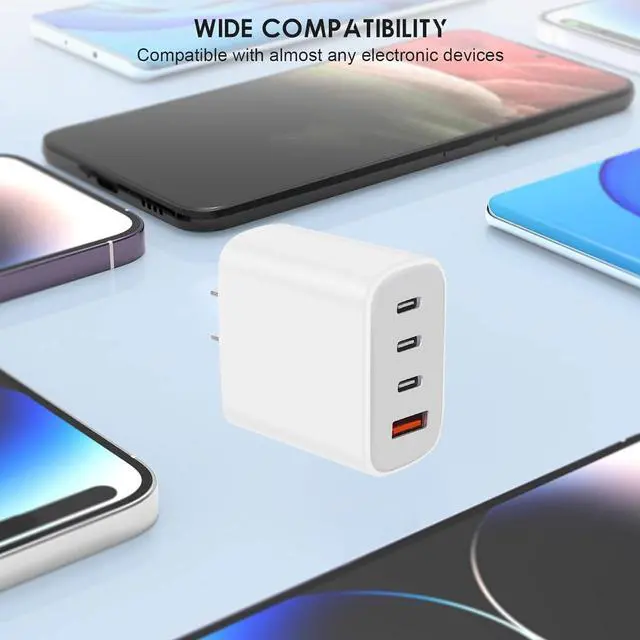 Alt view image 2 of 7 - KEHIPI USB-C Charger Block,Wall Charger Block with C to C Cable,4-Port Power Adapter and Wall Plug Multiport Type C Charging Block Cube Compatible with iPhone 16 15 Pro Max XR XS and Tablets