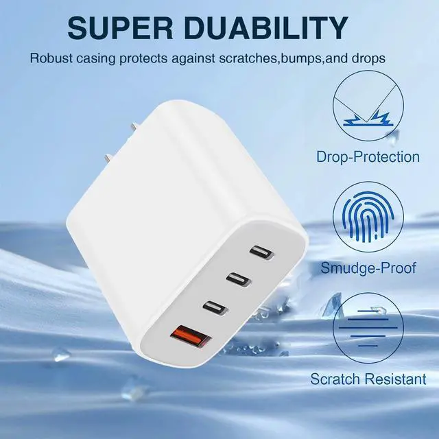 Alt view image 7 of 7 - KEHIPI USB-C Charger Block,Wall Charger Block with C to C Cable,4-Port Power Adapter and Wall Plug Multiport Type C Charging Block Cube Compatible with iPhone 16 15 Pro Max XR XS and Tablets