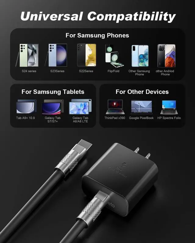 Alt view image 5 of 7 - KEHIPI 2Pack 45W USB C Charger Block,Compatible with Samsung Super Fast Type C Charger with 10FT Fast Charger USB C Cord for iPhone 15/16/Android Phone/Samsung Galaxy Ultra/S24/S23/S22 Ultra/Note 20