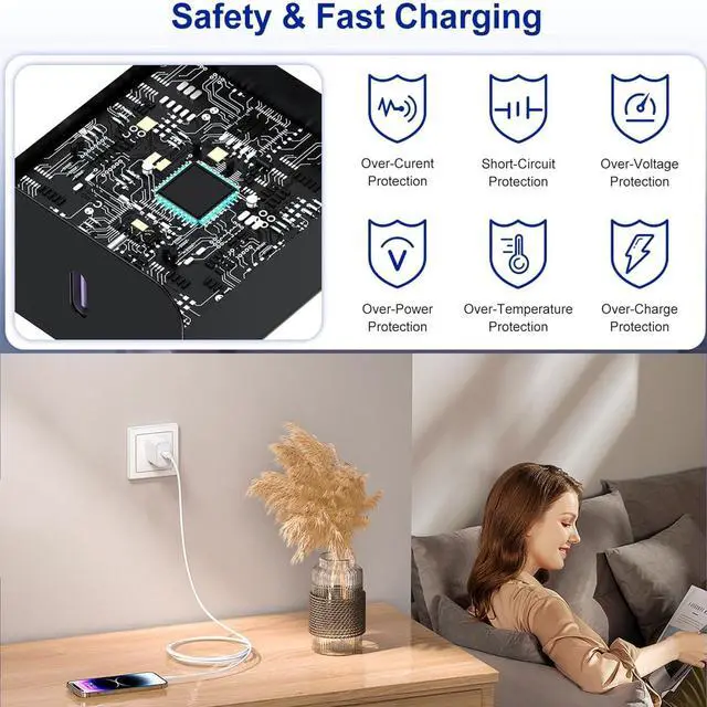 Alt view image 5 of 7 - KEHIPI Charger for iPhone 14 Fast Charging, 3Pack USB C Wall Charger Block with 6FT Long Charging Cord Cable for iPhone 14 Charger/14 Pro Max/13/13 Pro Max/12/12 Pro Max/11/XR/XS/X and More