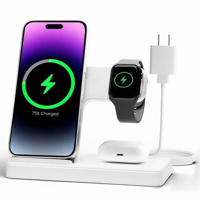 Main image of KEHIPI Wireless Charger Charging Station: 3 in 1 Charger Stand for Apple Multiple Devices Product for iPhone 16 15 14 Pro Max 13 12 11 for Watch 10 9 8 7 6 5 4 3 2 SE & Ultra for Airpods 4 3 2 Pro