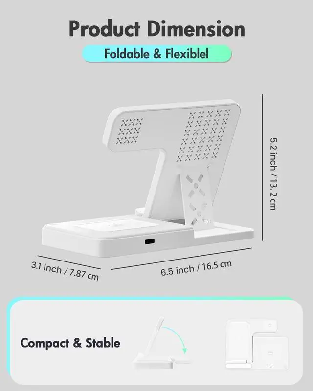 Alt view image 4 of 7 - KEHIPI Wireless Charger Charging Station: 3 in 1 Charger Stand for Apple Multiple Devices Product for iPhone 16 15 14 Pro Max 13 12 11 for Watch 10 9 8 7 6 5 4 3 2 SE & Ultra for Airpods 4 3 2 Pro