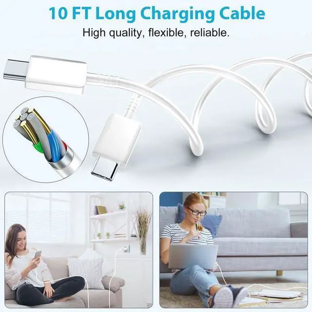 Alt view image 3 of 6 - KEHIPI S25 S24 Ultra Charger 25W Super Fast USB C Charger Block 10FT Android Phone Type C Charger Cable Cord for Samsung Galaxy S24 Ultra/S24+/S24/S23 Ultra/S23/S22 Ultra/S22/S21/S20 /Note10 20-White