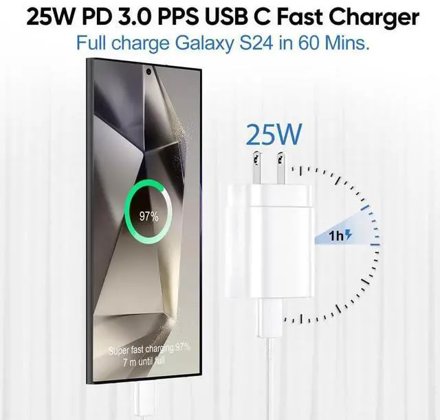 Alt view image 2 of 6 - KEHIPI S25 S24 Ultra Charger 25W Super Fast USB C Charger Block & 8FT Android Phone Type C Charger Cable Cord for Samsung Galaxy S24 Ultra/S24+/S24/S23 Ultra/S23/S22 Ultra/S22/S21/S20 /Note10 20-White