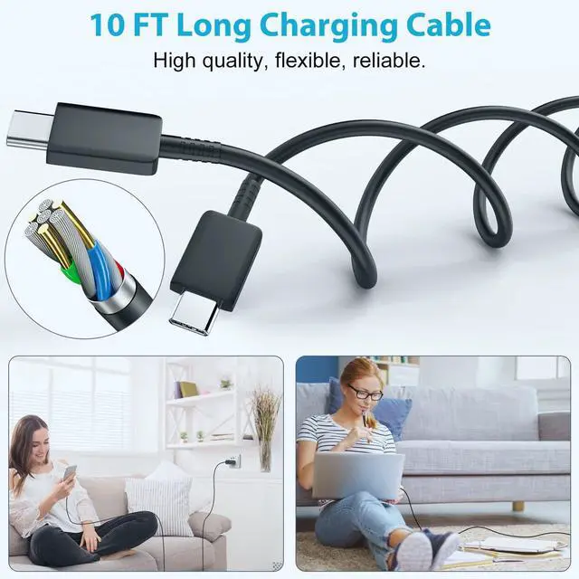 Alt view image 4 of 7 - S25 S24 Ultra Charger 25W Super Fast USB C Charger Block & 10FT Android Phone Type C Charger Cable Cord for Samsung Galaxy S24 Ultra/S24+/S24/S23 Ultra/S23/S22 Ultra/S22/S21/S20 /Note10 20