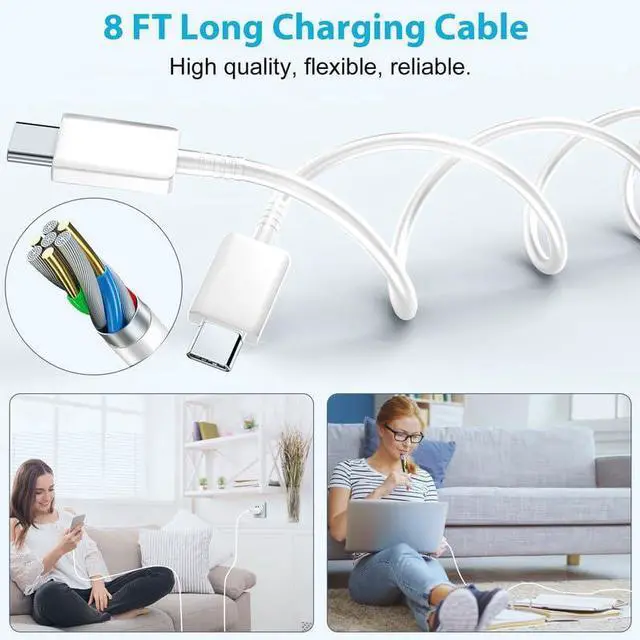 Alt view image 3 of 6 - KEHIPI S25 S24 Ultra Charger 25W Super Fast USB C Charger Block & 8FT Android Phone Type C Charger Cable Cord for Samsung Galaxy S24 Ultra/S24+/S24/S23 Ultra/S23/S22 Ultra/S22/S21/S20 /Note10 20-White