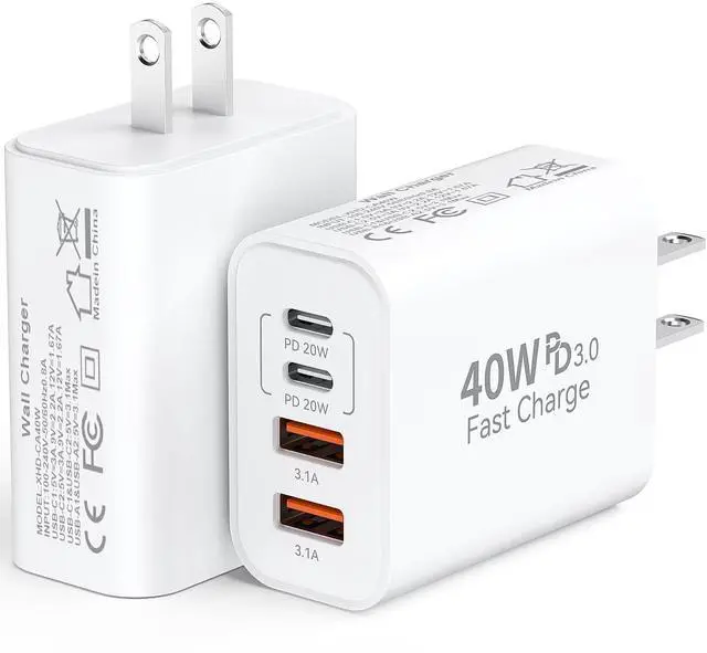Main image of KEHIPI 40W USB C Charger Block for iPhone17/17 Pro/17 Pro Max/Air/16/16 Pro/16 Pro Max/16 Plus/15/15 Pro Max/14 13 12 11 Pro Max XS XR X,4-Port PD+QC Multiport Power Adapter Type C Fast Charging Brick
