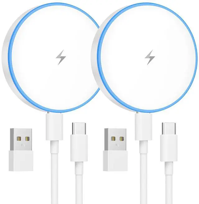 Main image of KEHIPI Magnetic Charger 2 Pack 15W Magnetic Wireless Charger Fast Charging Pad Compatible with iPhone 16/15/14/13/12 Series & AirPods 3/2/Pro Charging Pad with Dual Ports