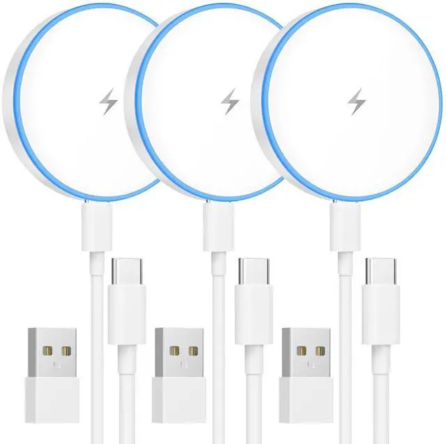 Main image of KEHIPI Magnetic Charger 3 Pack 15W Magnetic Wireless Charger Fast Charging Pad Compatible with iPhone 17/16/15/14/13/12 Series & AirPods 3/2/Pro Charging Pad with Dual Ports