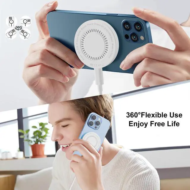 Alt view image 6 of 7 - KEHIPI MagSafe Charger 15W Magnetic Wireless Charger Fast Charging Pad Compatible with iPhone 17/16/15/14/13/12 Series & AirPods 3/2/Pro Magnetic MagSafe Charging Pad with Dual Ports