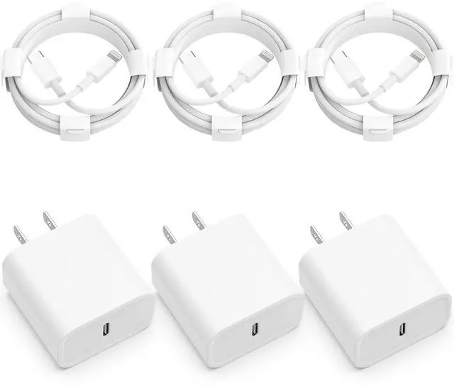 Main image of USB C Charger iPhone Charger Fast Charging 3Pack 20W Type C Wall Charger Block with 6FT Long USB C Charger Cable Compatible for iPhone 14Pro/13 Pro/12/12 Pro Max/11/XS Max/XS/XR/X/8