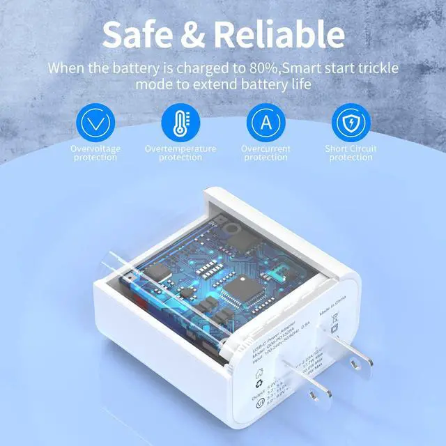 Alt view image 4 of 7 - USB C Charger iPhone Charger Fast Charging 3Pack 20W Type C Wall Charger Block with 6FT Long USB C Charger Cable Compatible for iPhone 14Pro/13 Pro/12/12 Pro Max/11/XS Max/XS/XR/X/8