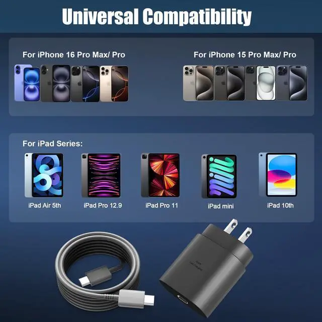 Alt view image 4 of 6 - KEHIPI Phone 17 16 15 Pro Max Charger 30W Type C Chargers USB C Fast Charger Block Phone 17 Chargers Fast Charging with 6FT C Charging Cable for Phone 17/17 Pro Max/16/16Pro Max/15/15 Pro/iPad/Samsung