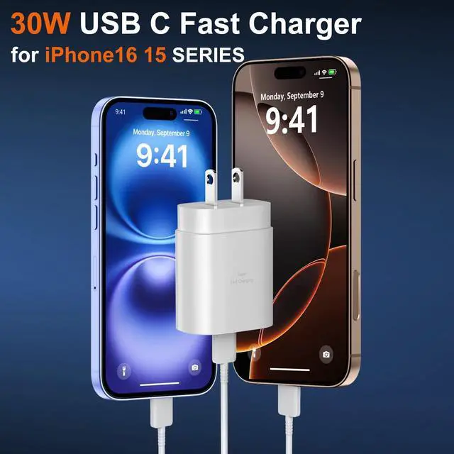 Alt view image 2 of 6 - KEHIPI Phone 17 16 15 Pro Max Charger 30W Type C Chargers USB C Fast Charger Block Phone 17 Chargers Fast Charging with 8FT C Charging Cable for Phone 17/17 Pro Max/16/16Pro Max/15/15 Pro/iPad/Samsung