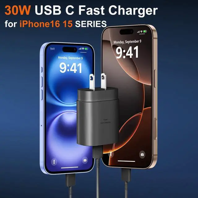 Alt view image 2 of 6 - KEHIPI Phone 17 16 15 Pro Max Charger 30W Type C Chargers USB C Fast Charger Block Phone 17 Chargers Fast Charging with 8FT C Charging Cable for Phone 17/17 Pro Max/16/16Pro Max/15/15 Pro/iPad/Samsung