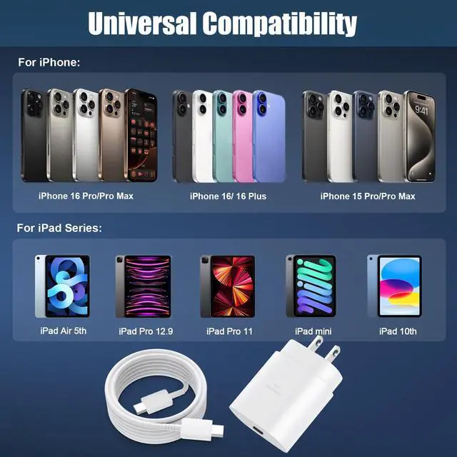 Alt view image 4 of 6 - KEHIPI Phone 17 16 15 Pro Max Charger 30W Type C Chargers USB C Fast Charger Block Phone 17 Chargers Fast Charging with 8FT C Charging Cable for Phone 17/17 Pro Max/16/16Pro Max/15/15 Pro/iPad/Samsung