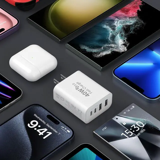 Alt view image 4 of 6 - KEHIPI 40W USB C Charger Block,4-Port Type C Fast Charging Block Dual PD&QC Wall Plug Power Adapter with USB C to C Charging Cables for iPhone 15/15 Pro/ 15 Pro Max/14/13/12, Samsung Galaxy S24 Series