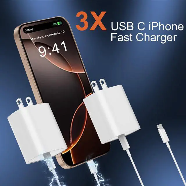 Alt view image 2 of 6 - KEHIPI iPhone 17 16 Charger Fast Charging, 20W iPhone 17 16 Pro Max USB C Fast Charger Block with 10FT Long Type C Fast Charging Cable for iPhone 17/17 Pro Max/iPhone Air/16 Pro Max/15/iPad, Samsung