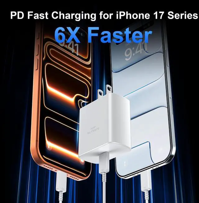 Alt view image 5 of 7 - KEHIPI iPhone 17 Pro Max Charger Fast Charging 45W USB C iPhone 16 17 Fast Charger Block with 10 FT Long Type C Charging Cable Cord for iPhone 17 Pro Max/17 Pro/iPhone Air/17/16//16 Pro Max/15/Samsung