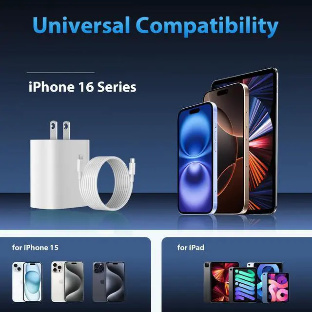 Alt view image 4 of 6 - KEHIPI iPhone 17 16 Charger Fast Charging, 20W iPhone 17 16 Pro Max USB C Fast Charger Block with 10FT Long Type C Fast Charging Cable for iPhone 17/17 Pro Max/iPhone Air/16 Pro Max/15/iPad, Samsung