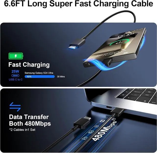 Alt view image 4 of 6 - KEHIPI Type C Charger Fast Charging, 25W Samsung Super Fast Android Phone Charger Block with 6.6FT USB C Charger Cable for Samsung Galaxy S25 Ultra/S25/S24 Ultra/S24/S23 Ultra/S22 Ultra/S22+, 3Pack
