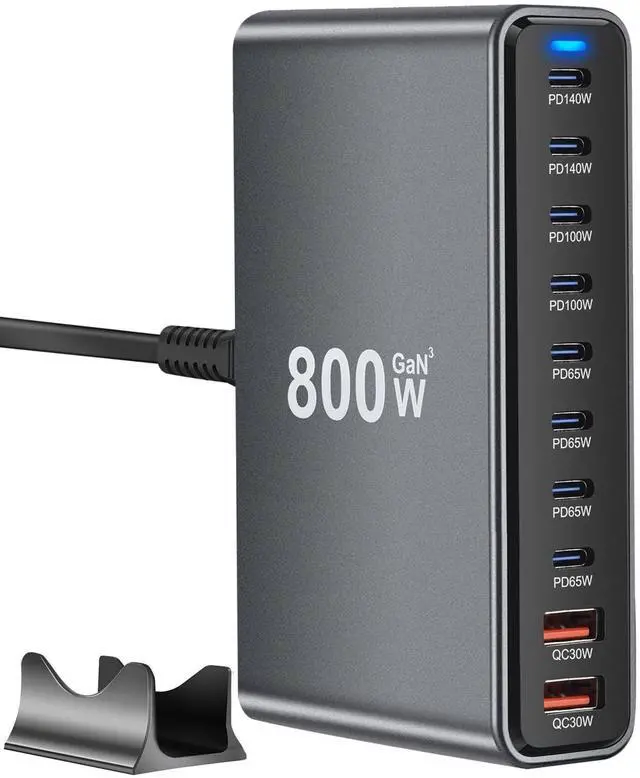Main image of KEHIPI 800W USB C Fast Charger Block, 10 Port USB Charging Station, GaN  Pro Dual 140W PD PPS Port for Multiple Devices,Laptop Wall Charger Compatible with DELL, HP, MacBook Pro,iPhone 16,Galaxy S24