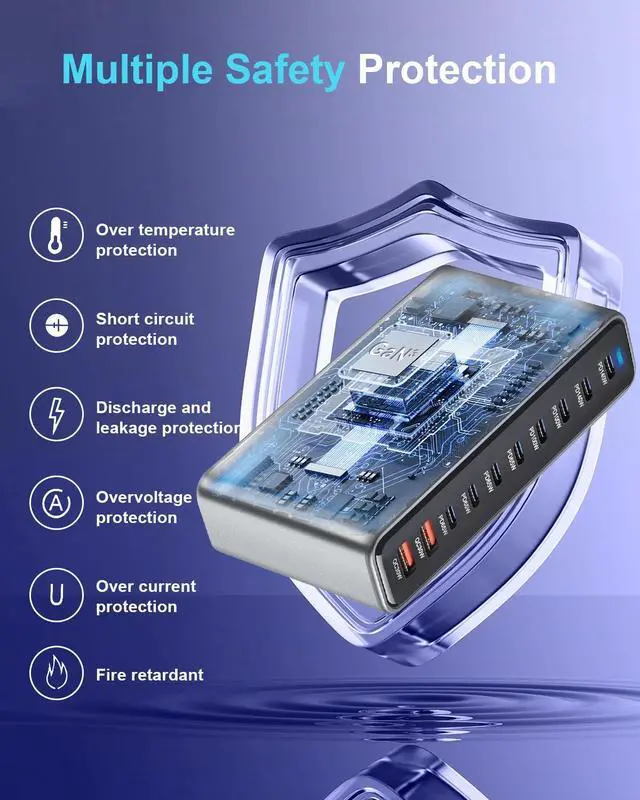 Alt view image 6 of 7 - KEHIPI 800W USB C Fast Charger Block, 10 Port USB Charging Station, GaN  Pro Dual 140W PD PPS Port for Multiple Devices,Laptop Wall Charger Compatible with DELL, HP, MacBook Pro,iPhone 16,Galaxy S24