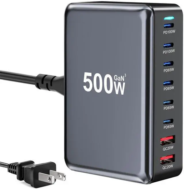 Main image of 500W USB C Fast Charger Block, 8 Port USB Charging Station, GaN  Pro Double 100W PD PPS Port Fast Charging Station for Multiple Devices,Laptop Wall Charger Compatible with MacBook, iPhone 17,iPad etc