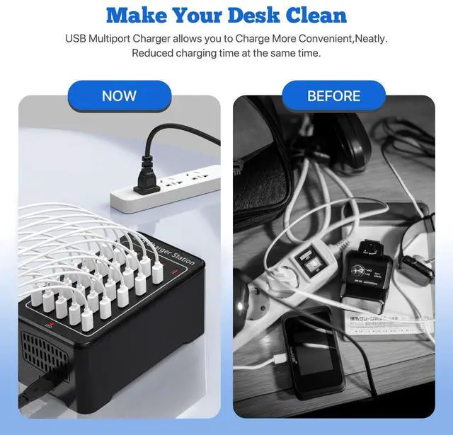 Alt view image 6 of 6 - USB C Charger Station 150W, 30 Port USB Charger Block USB Charging Hub, Multiport USB C Charger Desktop Charger Compatible with iPhone 16/15/14/13/12/11, iPad, Tablets, Samsung GalaxyS23 S22,Phone