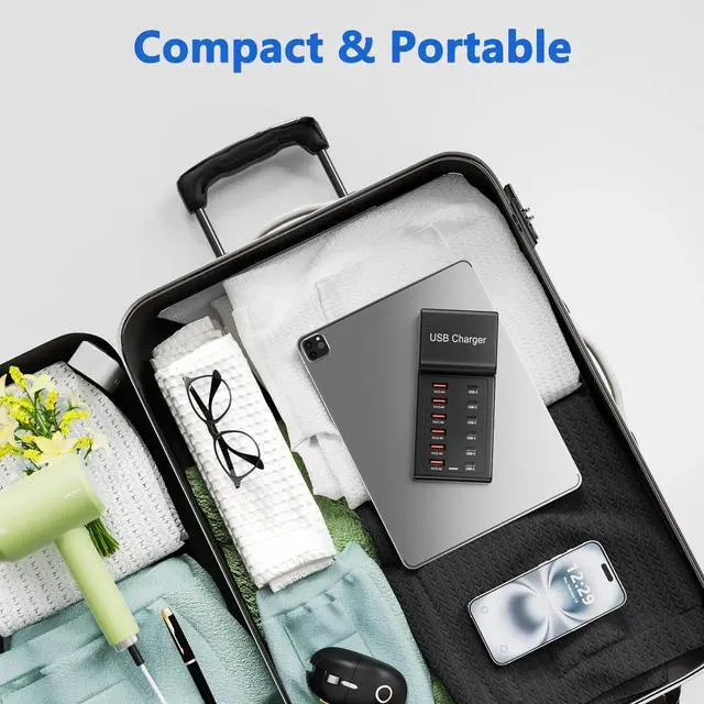 Alt view image 5 of 7 - KEHIPI Multi USB Charger, USB C Charging Block Station, 50W 12 Port Multiple USB C Power Strip USB Hub Compatible with iPhone 16 Pro Max/15/14/13/12/11, iPad, Tablets, Samsung Galaxy S25/S24, Pixel