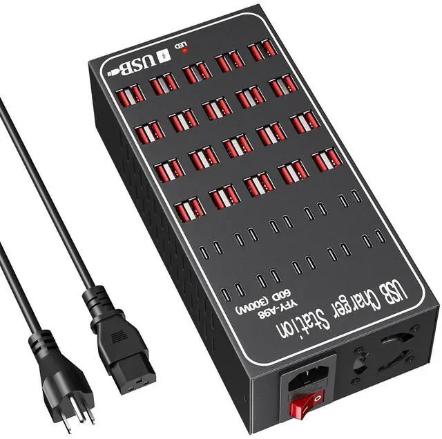 Main image of KEHIPI USB C Charging Station, C Charger Block Multiple Ports 60 Port 300W(60A), USB Charger Station for Multiple Devices Desktop USB Hub Compatible with iPhone 16 15 14 13, iPad Pro, Samsung, Note