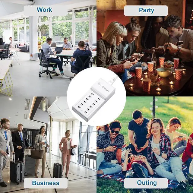 Alt view image 6 of 6 - KEHIPI USB C Charger, 12 Ports USB Charging Station, 50W MultiPort USB Charging Block, USBC Desktop Multiple Charger for iPhone 16/15/14/13/12/iPad/Samsung S24/S23/Ultra/Z Flod/Watch/Headphones