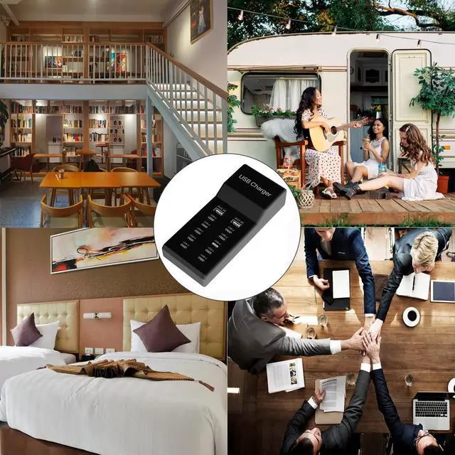 Alt view image 7 of 7 - KEHIPI Multiple USB C Charger, 12 Ports USB Charging Station, 60W MultiPort Charger[10 USB-C+2 USB-A], USB Wall Charger,Desktop USB Charger for iPhone/iPad/Samsung/Google Pixel/Watch/Headphones(Black)