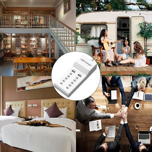 Alt view image 7 of 7 - KEHIPI USB C Charger, 12 Ports USB Charging Station, 60W MultiPort Charger[10 USBC+2 USBA], Compatible with iPhone/iPad/Samsung/Google Pixel/Watch/Headphones